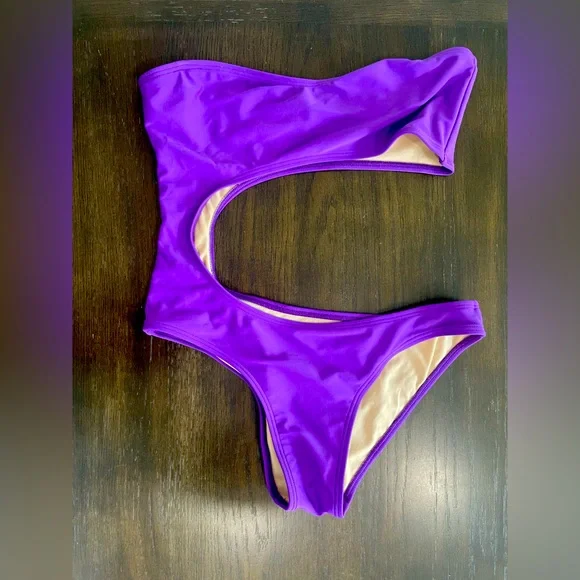 Never Worn Purple Cut Out Swimsuit - Picture 1 of 4